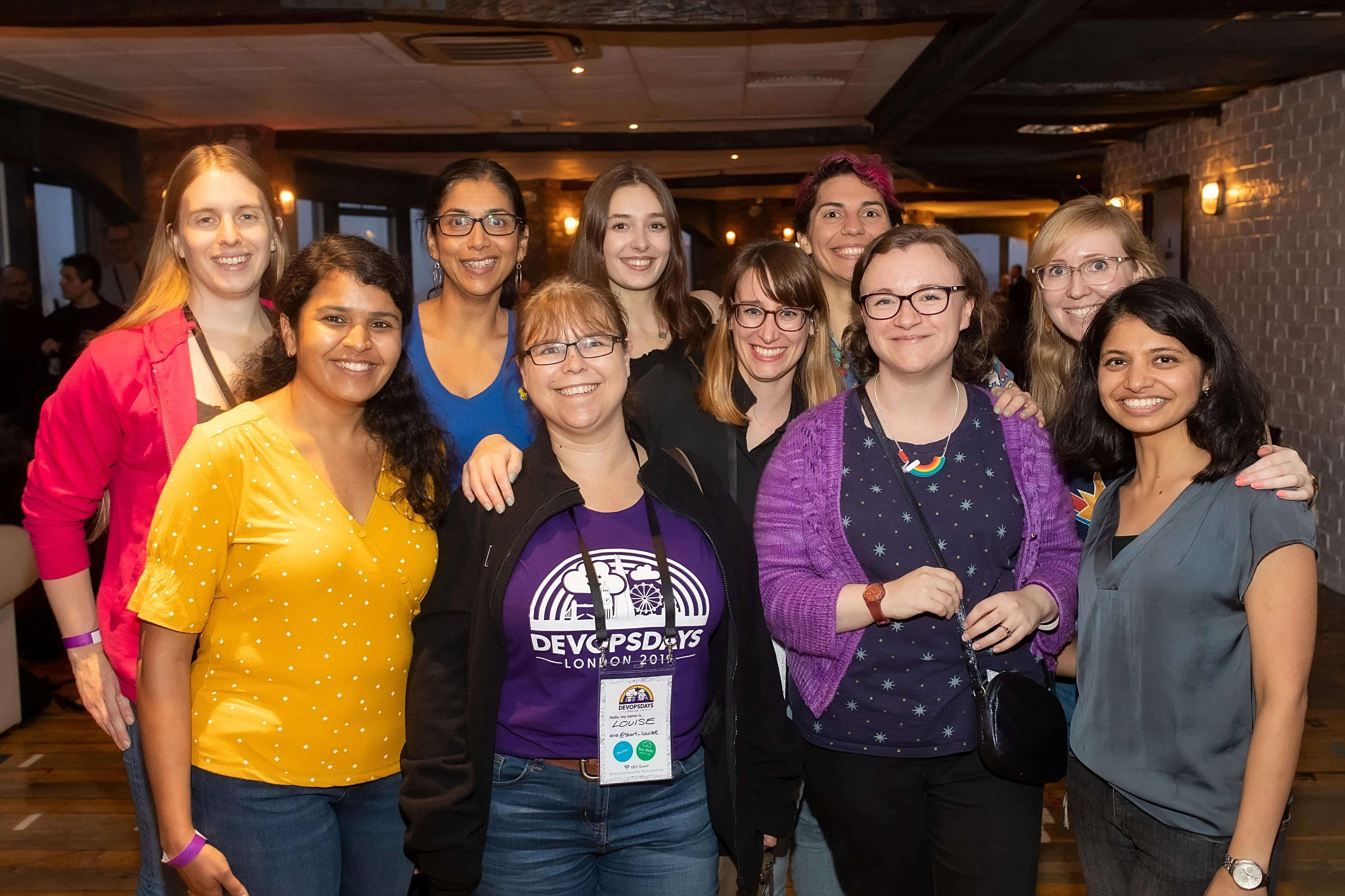 Conference after party, a group picture of the Women in Tech Nottingham folks